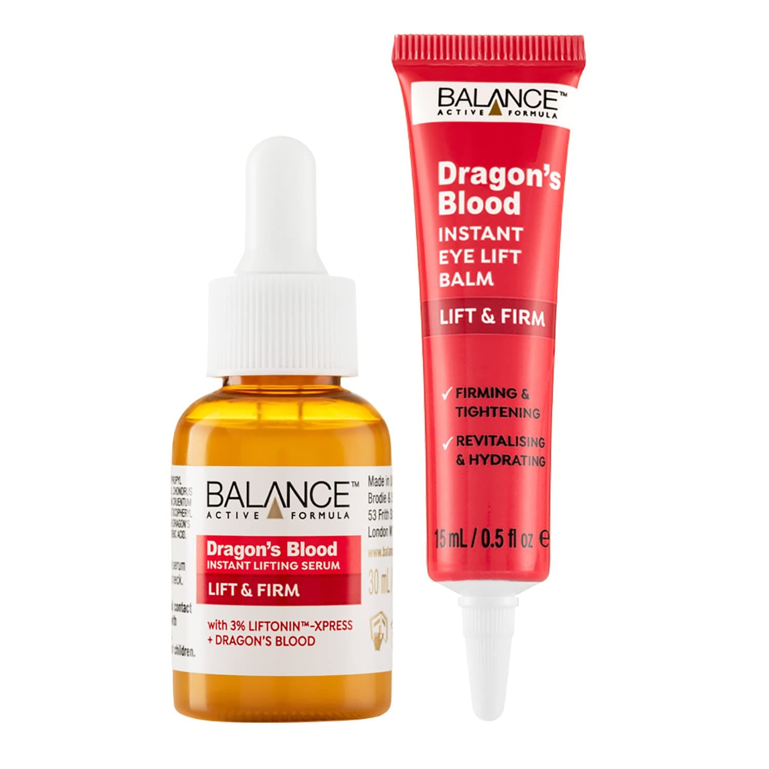 Balance Active FormulaDragon's Blood Bundle (30ML Instant Lifting Serum & 15ML Instant Eye List Balm) - Firming & Tightening. Revitalising & Hydrating. Wrinkle Smoothing