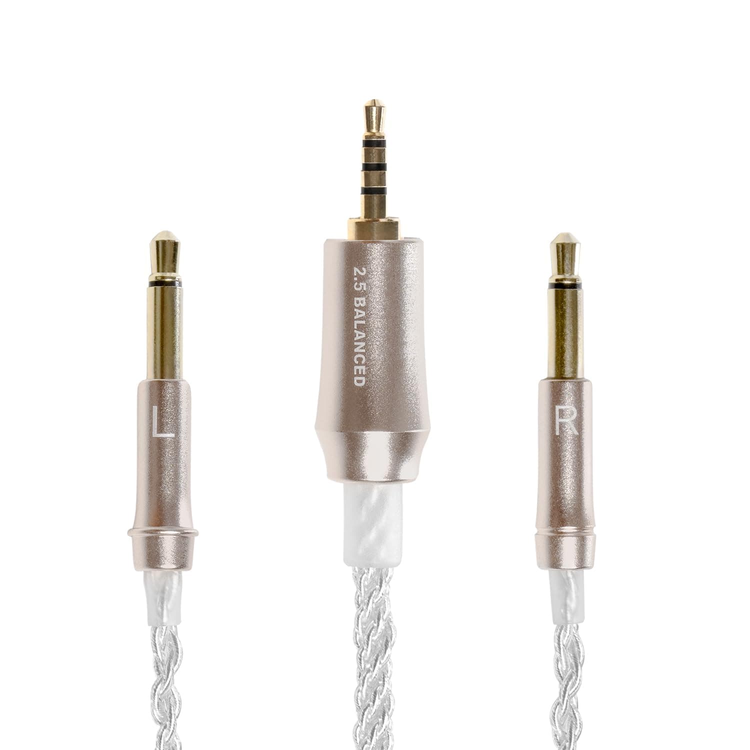 99 Series Silver Plated Upgrade Balanced 2.5mm Jack | Headphones HiFi Replacement 2.5mm Male to Dual TS Mono 3.5mm Male Connector Plug | Length 1.2m/3.9ft