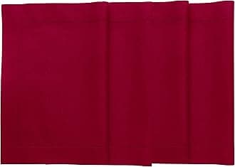 Red Placemats Set of 4 - Cotton Linen Hemstitch Placemats 14 x 19 Inch for Winter, Mothers Day