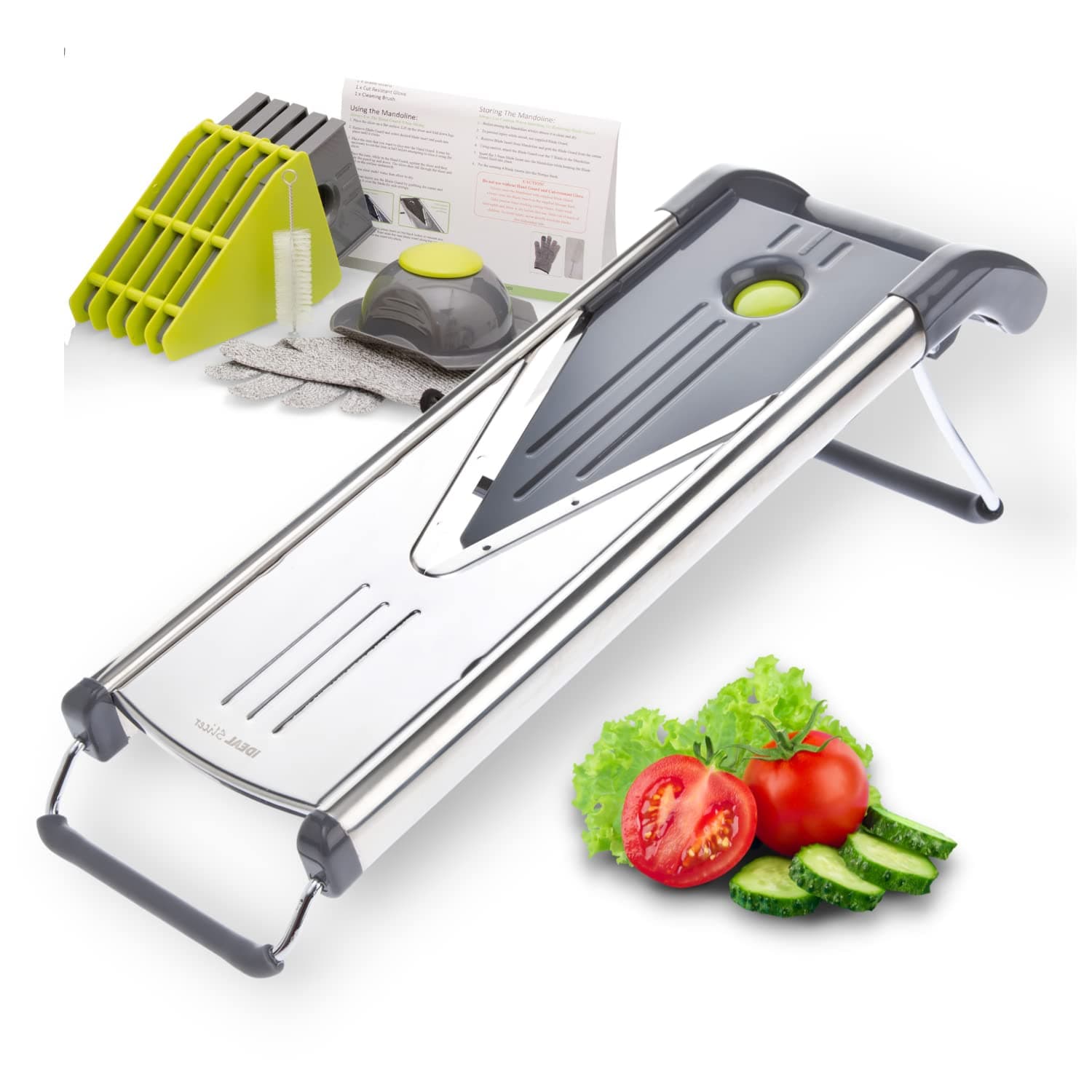 V Slicer Mandolin, 6 in 1 V Blade Vegetable Cutter, Shredder, Grater, Julienne. Stainless Steel Best for Potato, Onion, Cabbage, Fruit, Chips. Professional Mandoline for Chef