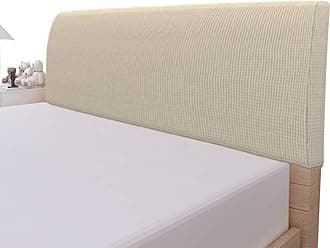 Easy-Going Stretch Bed Headboard Cover,Small Square Jacquard Headboard Slipcover, Dustproof Bed Head Cover for Bedroom (Queen,Ivory)