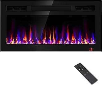 31 Inch Electric Fireplace Recessed and Wall Mounted, Fireplace Heater and Linear Fireplace, Ultra-Thin Electric Fireplace, Low Noise, with Timer, Remote Control, Adjustable 12 Flame Color, 750/1500W
