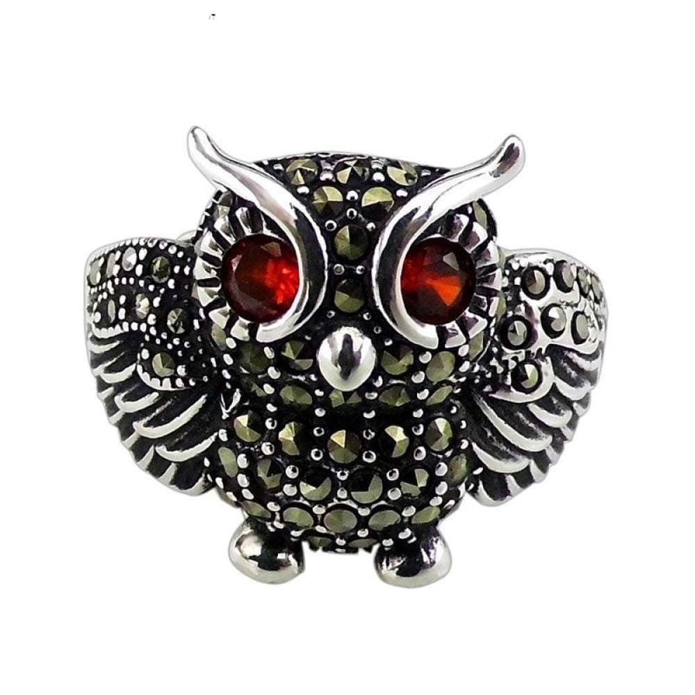 PRAK Ring For Women 925 Silver Adjustable,Silver Owl Ring Jewelry Wujin Stone Red Zircon Rings For Women Adjustable Sizeparty Collocation Personality Design