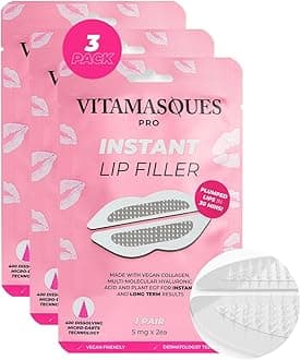 Instant Lip Filler Mask for Plumped Lips in 30 Mins with Vegan Collagen & Hyaluronic Acid - 3 Pack Korean Lip Mask Patches with 400 Dissolving Micro-Darts Tech for Instant & Long-Lasting Results