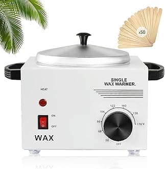 Wax Melt Warmer Professional Wax Warmer for Hair Removal Waxing Pot with 50pcs Wax Sticks, Quick Heats up Easy Read Fahrenheit, At Home Wax Heater for Wax Beans, Canned, Paraffin, or Block 16.9oz