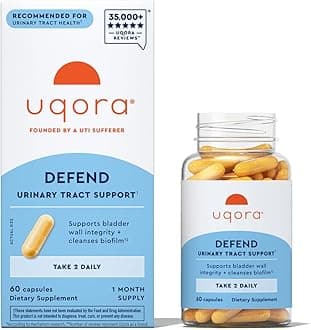 Uqora Defend - Urinary Tract Health Supplement - Support Bladder Health & Cleanse Biofilm* with D-Mannose, Green Tea Extract, Turmeric Extract & More - Gluten-Free - 60 Capsules (30-Day Supply)