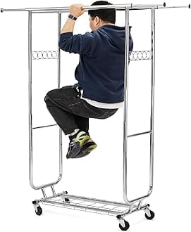 HOKEEPER Hanger Rack, Pipe Hanger Rack, Load Capacity 330.7 lbs (150 kg), Commercial Use, Large Capacity, Storage Rack, Clothes Hanger, Clothes Hanger, Clothes Storage, Shelf Included, Height