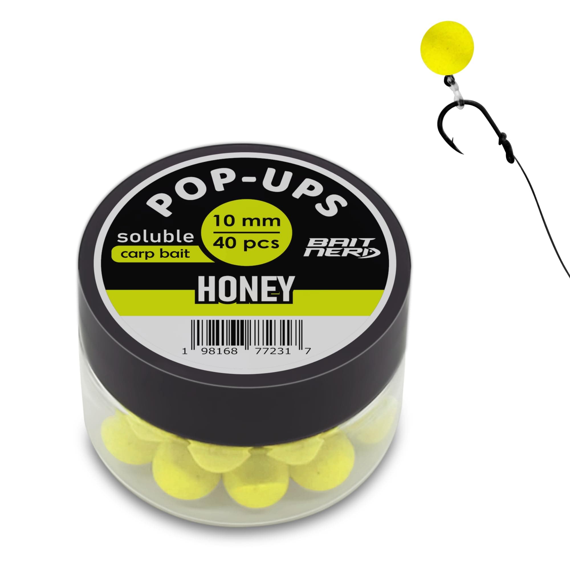 BAIT NERD 40pcs, 10mm, Natural Premium Floating Pop-Up Boilies | Carp Fishing Bait | for Hair Rig, Chod Rig, Flat Feeder | Carp, Buffalo, Catfish