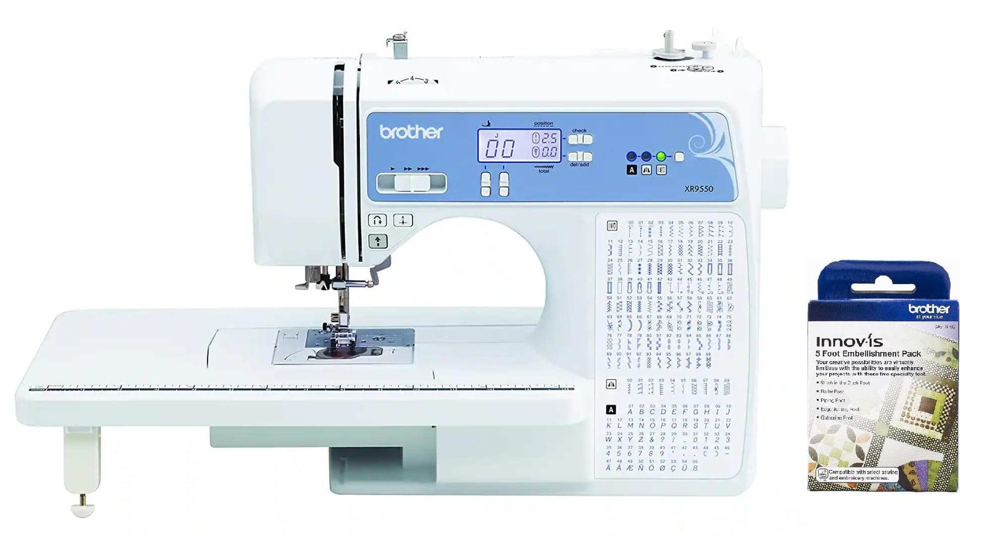 XR9550 Computerized Sewing and Quilting Machine, 165 Built-In Stitches, Wide Table and SA5FTPKG 5-Foot Embellishment Pack
