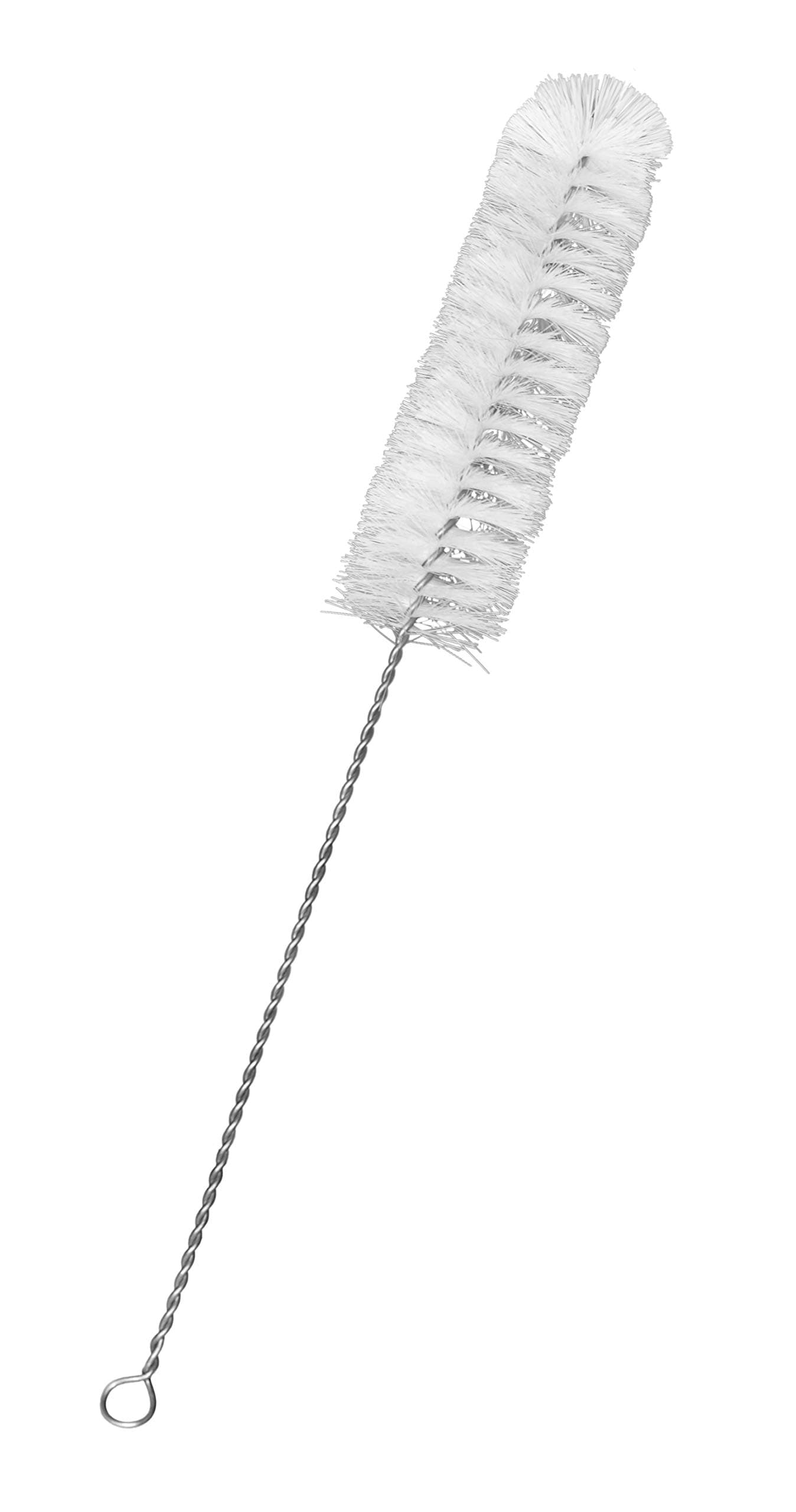 EISCO Nylon Cleaning Brush with Fan-Shaped End, 15" - Twisted Stainless Steel Wire Handle - Ideal for 1.6" - 2" Diameter Glassware, Beakers, Test Tubes, Cylinders, Flasks, Cups, Jars, Vases