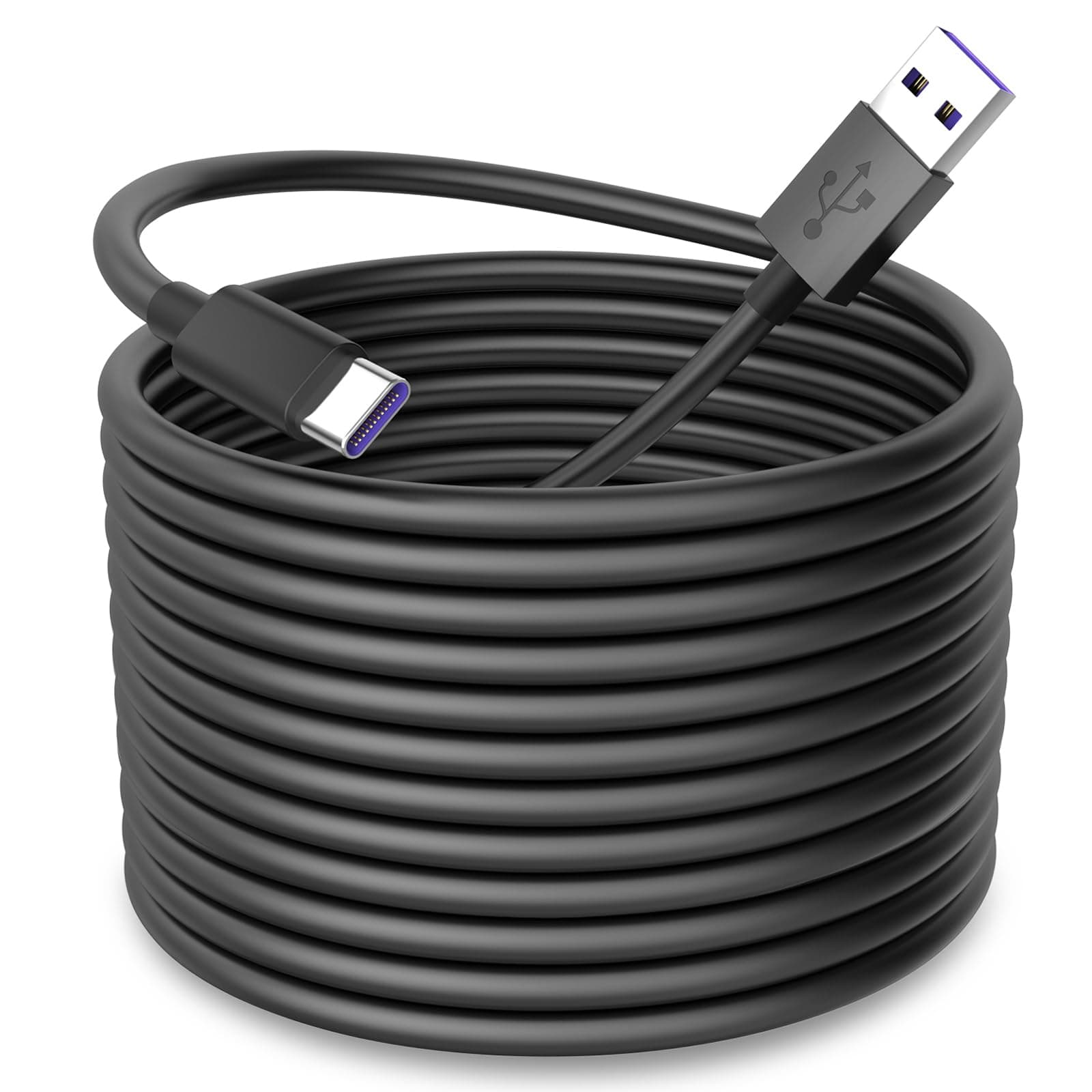 iMangoo USB to USB C Power Cable for CCTV Camera,33FT Type C Long Power Extension Cable for Xiaomi Mi eufy Security Camera Outdoor Indoor Cord with 10 Wire Clips Cable Nails Black