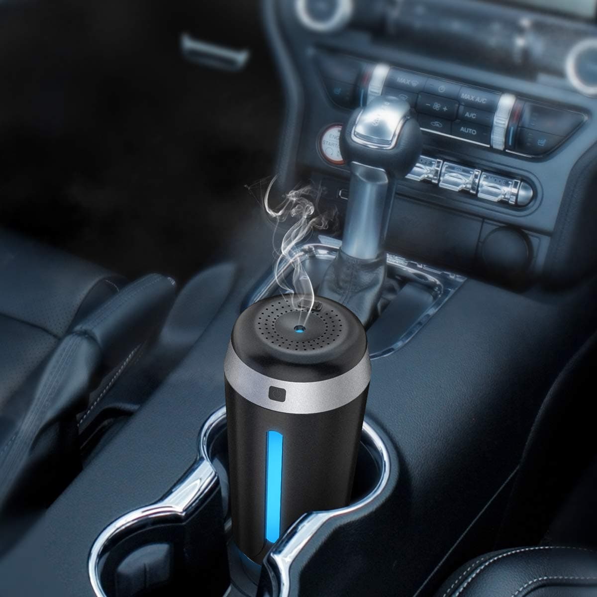 CASOO Car Diffuser USB Humidifier 380ml Ultrasonic Cool Mist Humidifier Air Refresher with 7 Colors Night Light, USB Port, Auto Shut-Off, Quiet Operation for Car Travel Office Baby Room (Black)