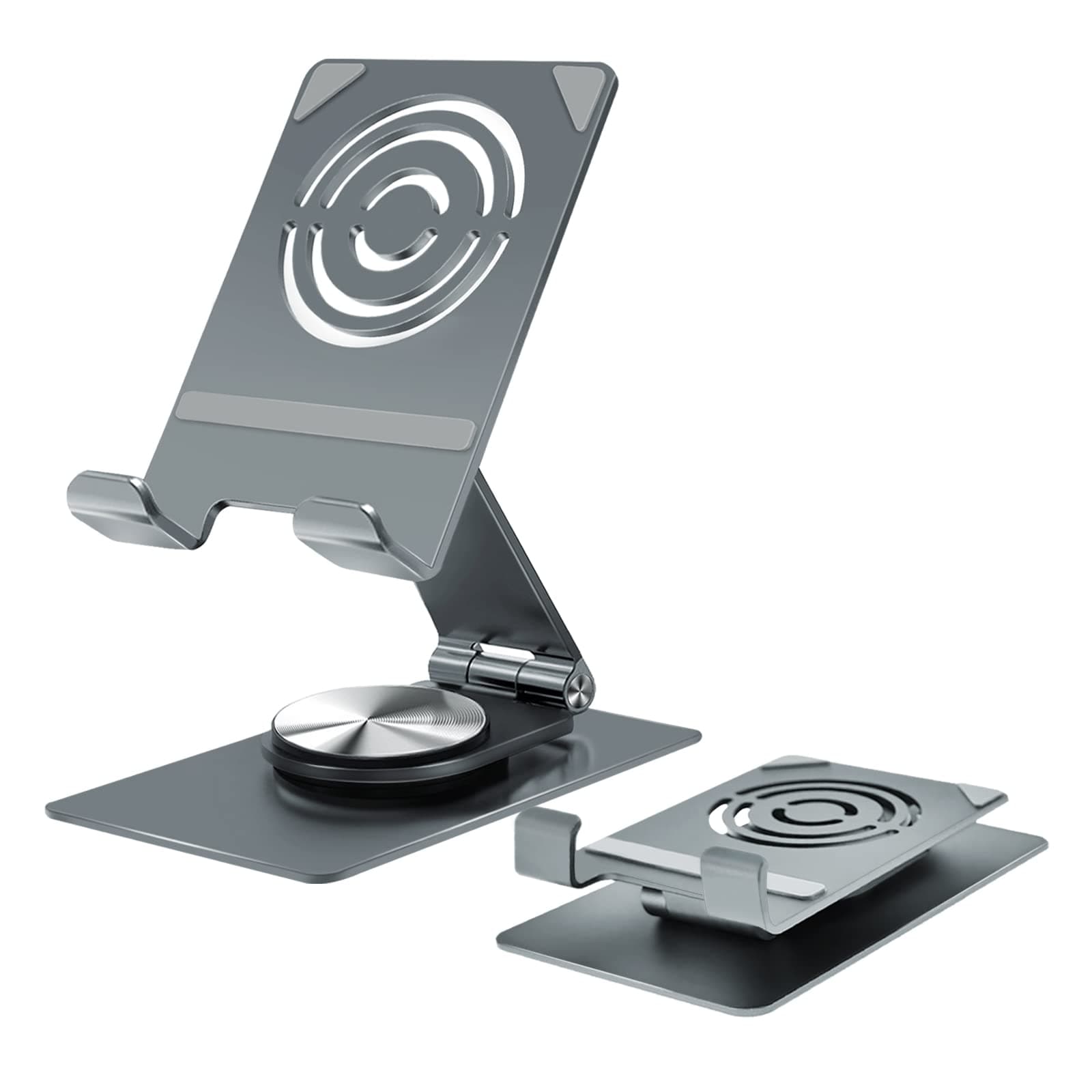 MiadyCell Phone Stand for Desk, 360° Rotating Dock Tablet Holder, Adjustable Thick Phone Case Tablet Mount Compatible with iPhone 14 13 Pro Max Mini, iPad