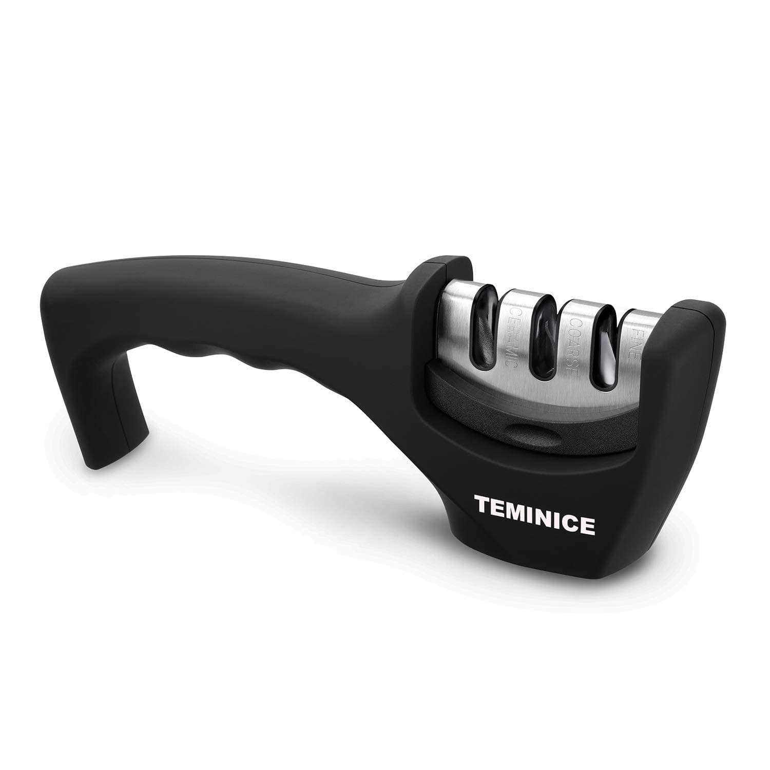 TEMINICE Knife Sharpener with PowerGrip - 2-Stage Professional Knife Sharpening Tool Helps Repair, Restore and Polish Blades,Non-Slip Suction Cup Design,Safe and Easy to Use