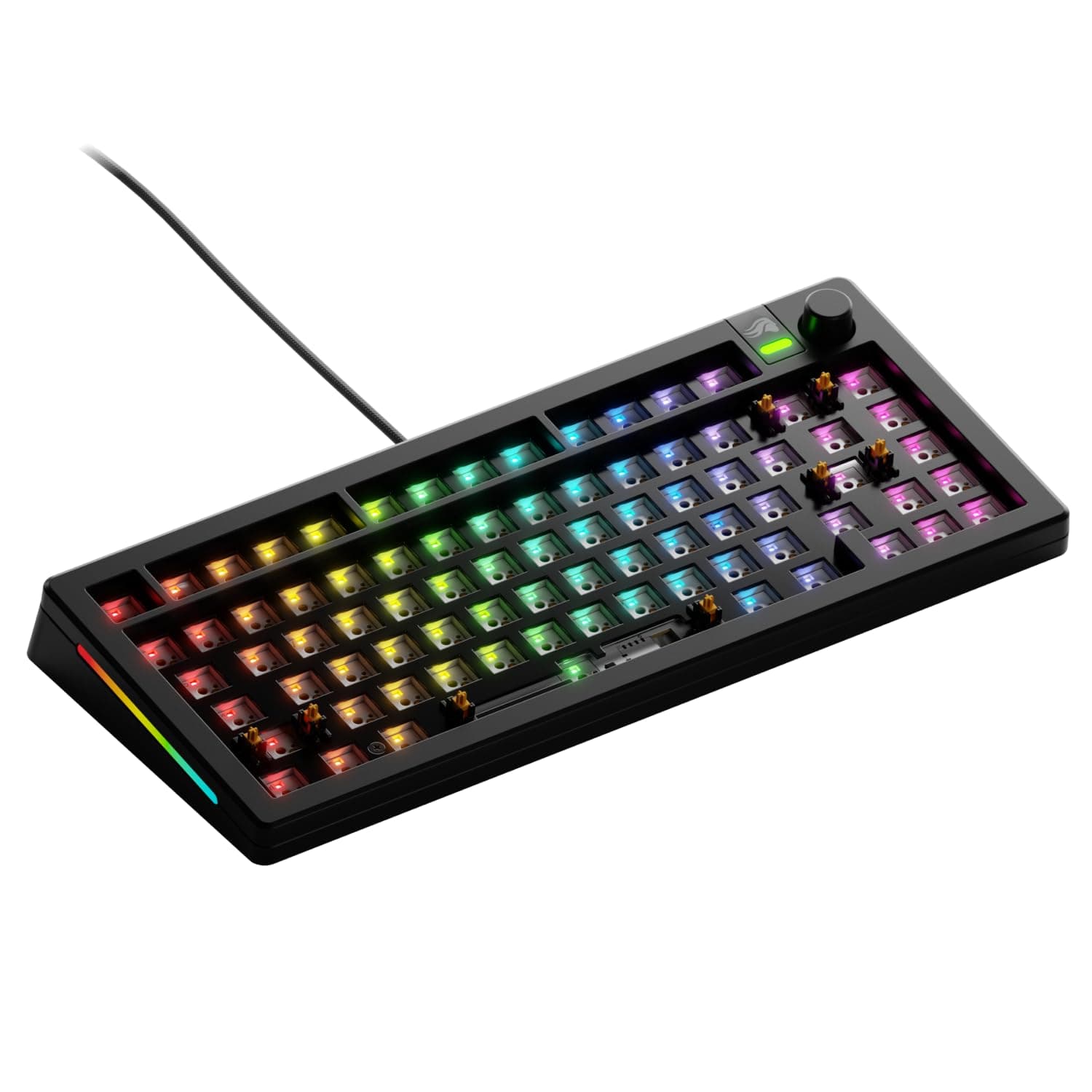 Glorious Gaming - GMMK 3 Barebones Custom Gaming Keyboard Kit with Knob, 75% Mechanical Keyboard, Modular Gasket System, Hotswappable MX, Sound Dampening Foam, Aluminum Switch Plate (Black)