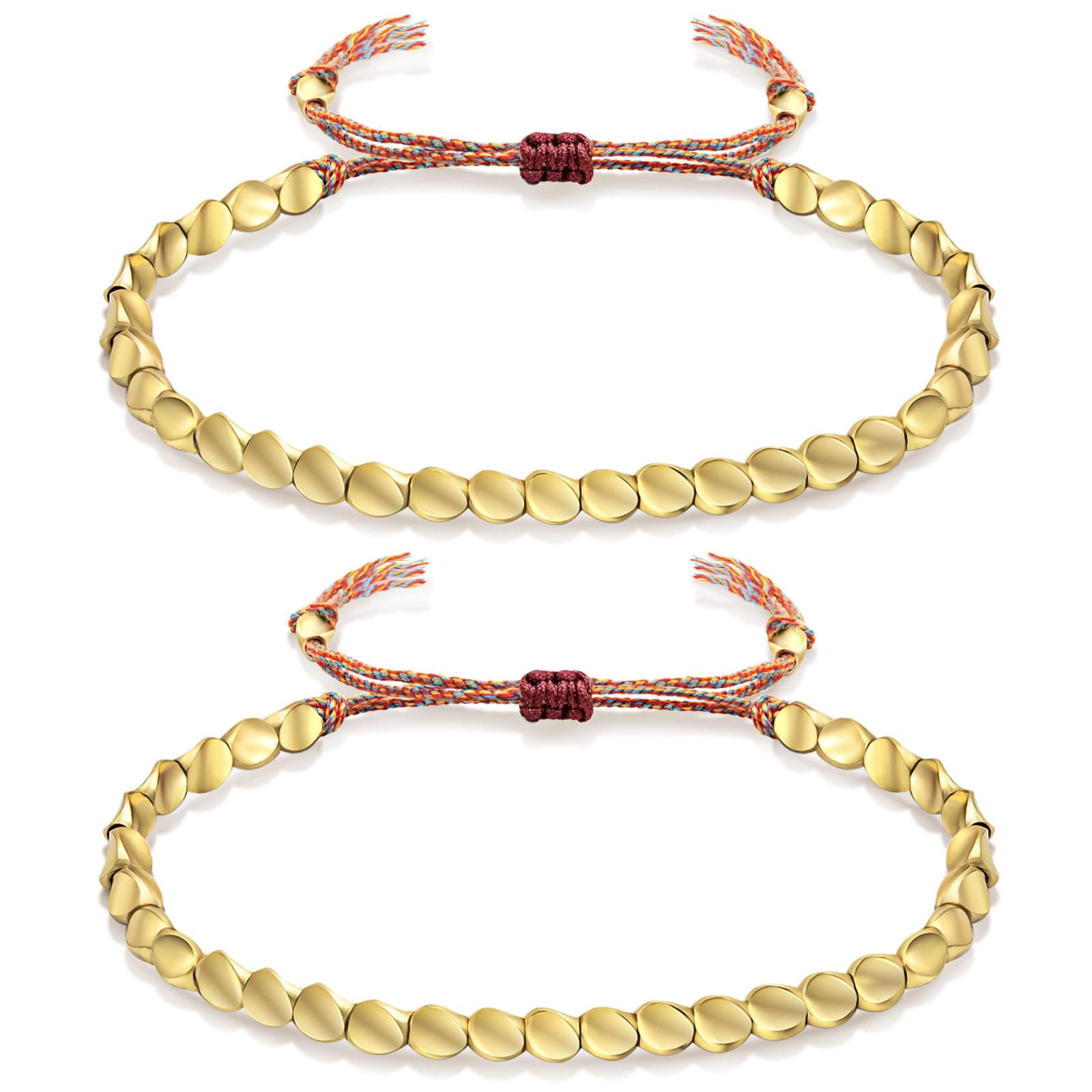 2-3 Pcs Tibetan Copper Beads Bracelet Adjustable Handmade Braided Copper Bracelet Set for Women Men Tibetan Bracelet Gifts