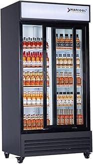 Commercial Beverage Refrigerator Display Fridge,Two Glass Door Upright Merchandiser Drink Cooler with LED Light Adjustable Shelves,ETL and NSF Approval,47.2" Wide,42.5Cu Ft,Sliding Door