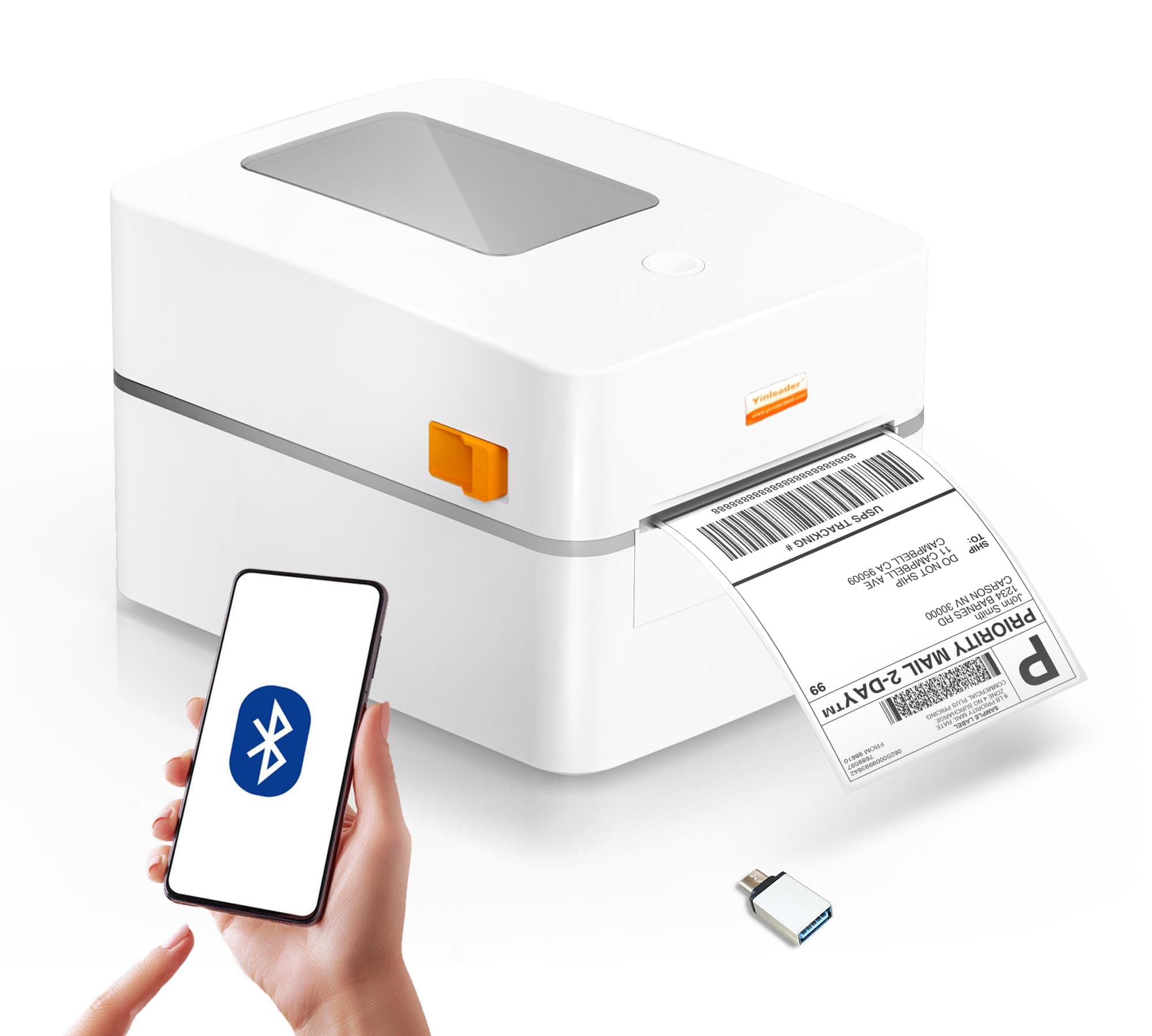 Yinleader Thermal Shipping Label Printer USB/Bluetooth, Thermal Printer 4x6, Postage Label Printer for Business, Compatible with Amazon, Royal Mail, Shopify, DHL, DPD, Evri