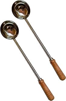 Lakshmi Stainless Steel Extra Big/Large Chinese Food Cooking Ladle/Golchi/Long Spoon with Wooden Handle || Commercial Purpose Only || Size XXL Large-50 CM * 10 CM (Quantity- 02)