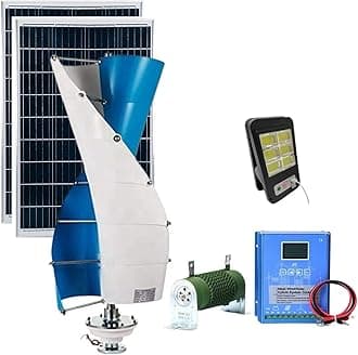 3KW Wind Turbine Generator Kit 12V 24v 48v 96v 120v Free Energy Windmill Vertical Axis Wind Turbine Generator + Intelligent Controller + 2*100W Solar Panel Home Three Phase Generator Maglev(120v)