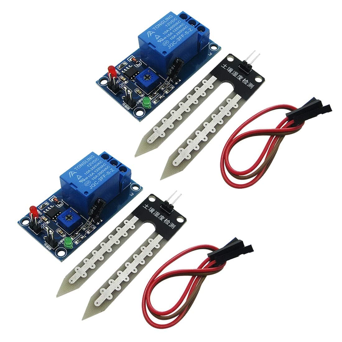 HiLetgo 2pcs LM393 12V Soil Moisture Relay Module Soil Moisture Sensor with Soil Moisture Probe Wires for Smart Car