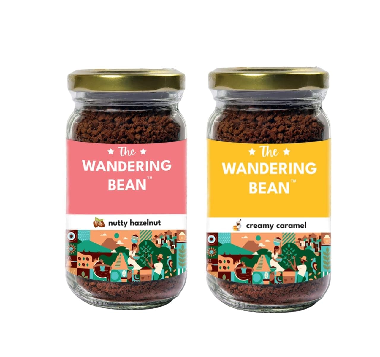 Combo Pack Flavored Instant Coffee (Hazelnut + Creamy Caramel) Gift Festive, Best Gift Hamper 2x60g