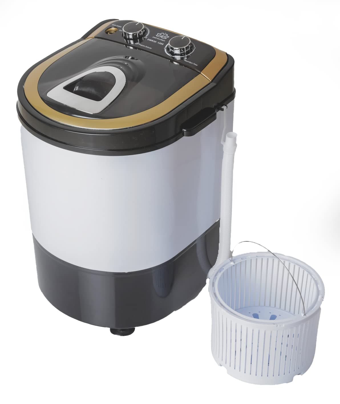 Portable Semi Automatic Top-Loading Mini Washing Machine 3 kg -With Dryer Basket (DMR 30-1208 (W2Yr), Blk) With 2 year Free Spare supply warranty
