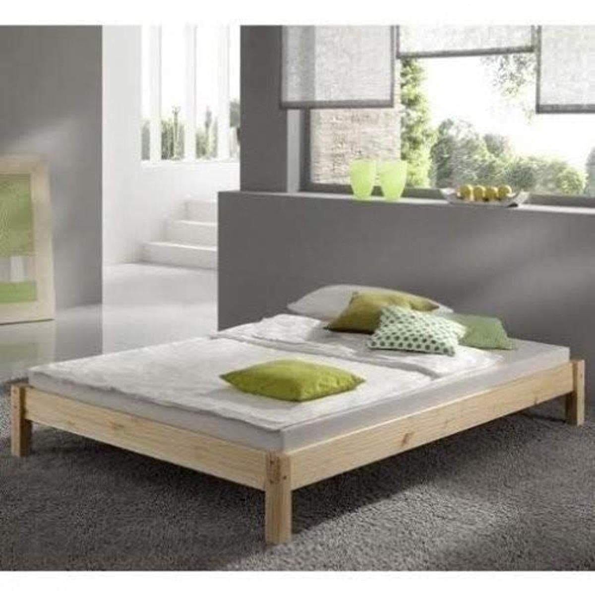 Strictly Beds and Bunks Limited - Kansas Pine Bed Frame including Sprung Mattress (15cm), 2ft 6 Single