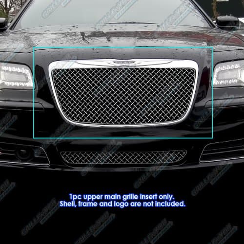 APS Compatible with 2011-2014 Chrysler 300 300C 4mm Stainless Steel Wire X Mesh Grille Grill S18-K6036XR