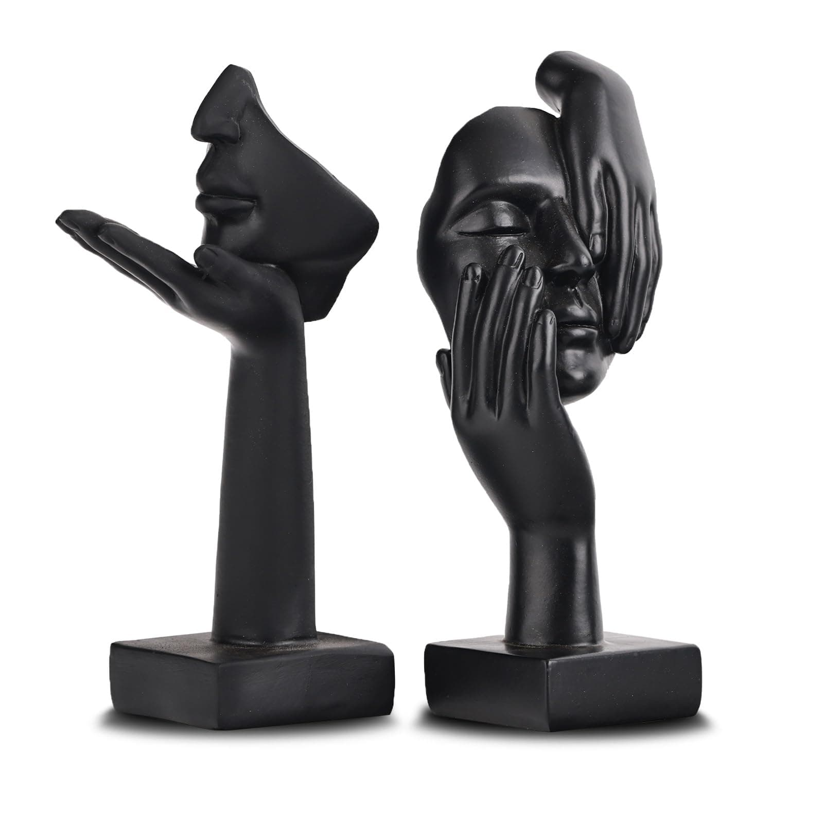 3 PCS Thinker Statue, Golden Black Abstract Art Sculpture Modern Home Decoration Desktop Decoration Christmas New Year Gift (2 Pcs Black)