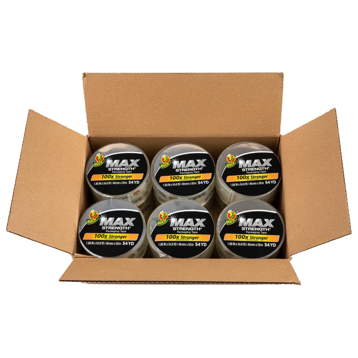 Max Strength Clear Packing Tape Refills – 12 Rolls of Maximum Strength Heavy Duty Packaging Tape for Shipping & Moving Boxes - 3" Core - 1.88 Inch x 54.6 Yards - Clear (287734)