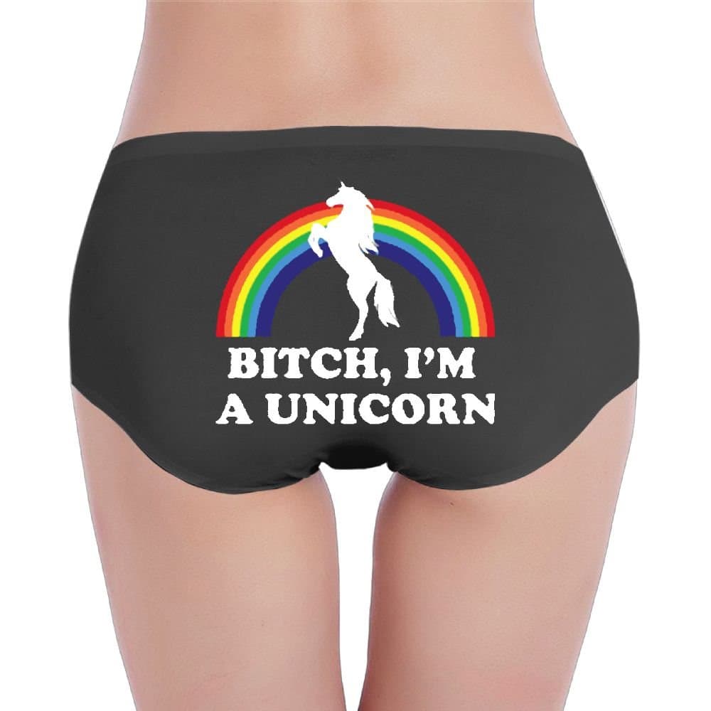 Msyspsc Bitch I'm A Unicorn Stretchable Women's Underwear Medium Black