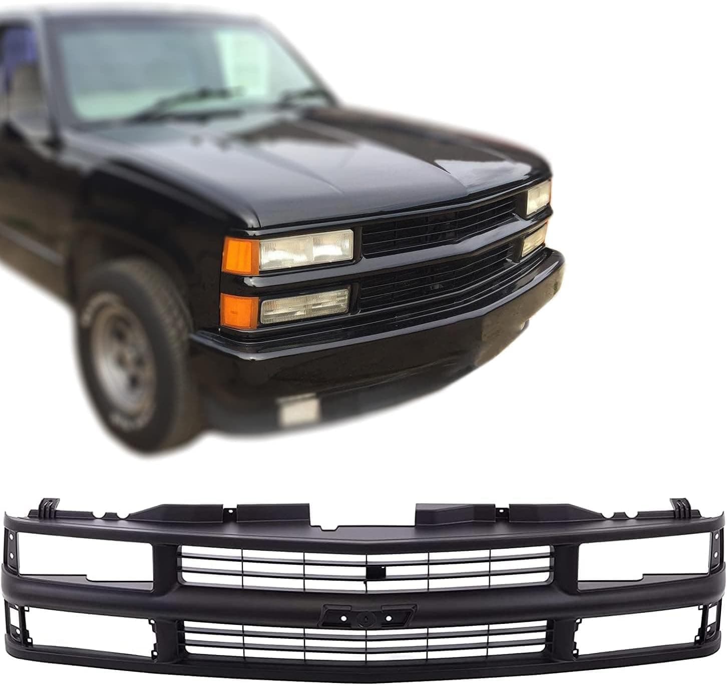 Perfit Liner Front Black Grille Grill Compatible with 1994-2000 Chevrolet Silverado C/K 1500 2500 3500 Pickup Truck Blazer Tahoe SUV with Composite Head Lamp GM1200239 15981092