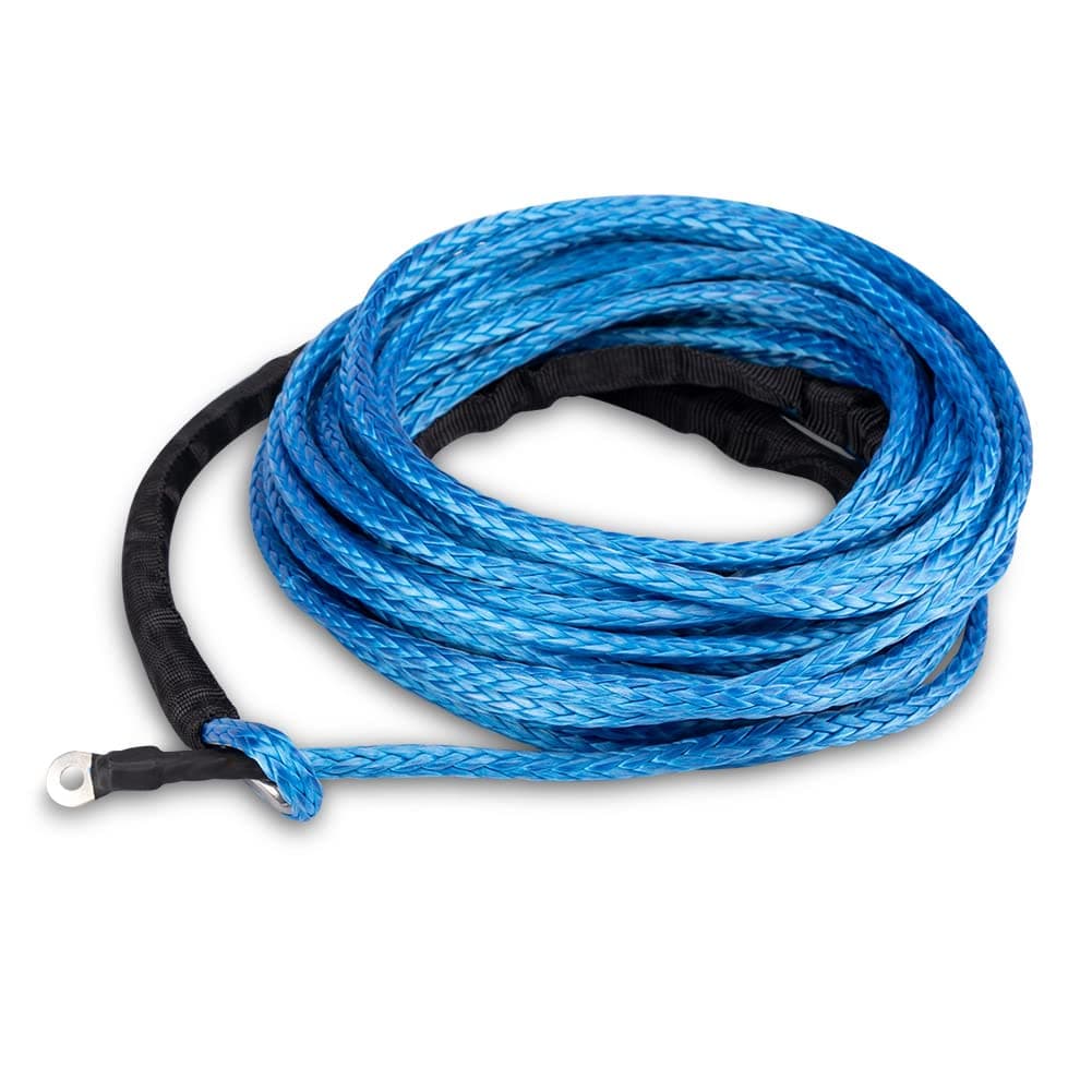 Winch Rope 1/4''x50' Synthetic Winch Cable Blue Winch Rope 7700 LBs with Sheath for atvs Winches ATV UTV SUV Truck Boat Ramsey Nylon Winch Rope Extension
