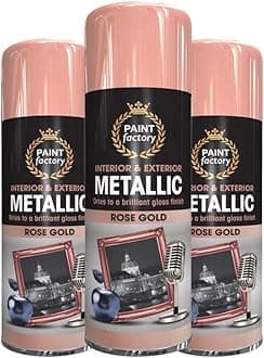 Classic Signature - 3 x Metallic Rose Gold Spray Paint 400ml Multi-Purpose Use, Spray for Metal and Wooden Furniture, Ornaments, Decorative Items and Much More for Interior & Exterior