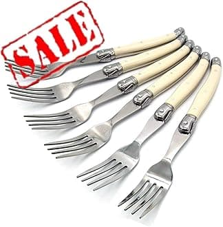 LAGUIOLE Forks of 6, Stainless Steel Dinnerware/Tableware/Flatware/Cutlery Set with White/Ivory Handle, Made in China, Reputable Global Manufacturer with Certificate (GMC), Value for Money