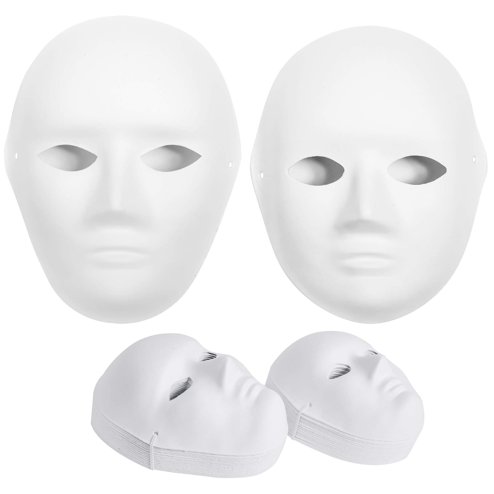 30 Pack Paper Mache Masks - 2 Sizes for Women, Men and Kids; Create Artistic Craft Projects from Wall Decorations to Theater and Halloween Costumes; Party, Masquerade Parties and Classroom Art