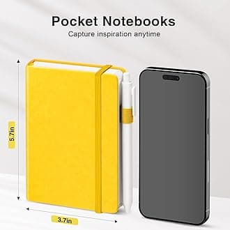 Pocket Small Notebook Journals, 16 Pack ( Lemon Yellow) Mini Notebook 3.7x5.7 Journaling Notebooks for Women Men, Hardcover Lined Note Pads with Pens for Work, Business, Travel Journal, Office Supplies