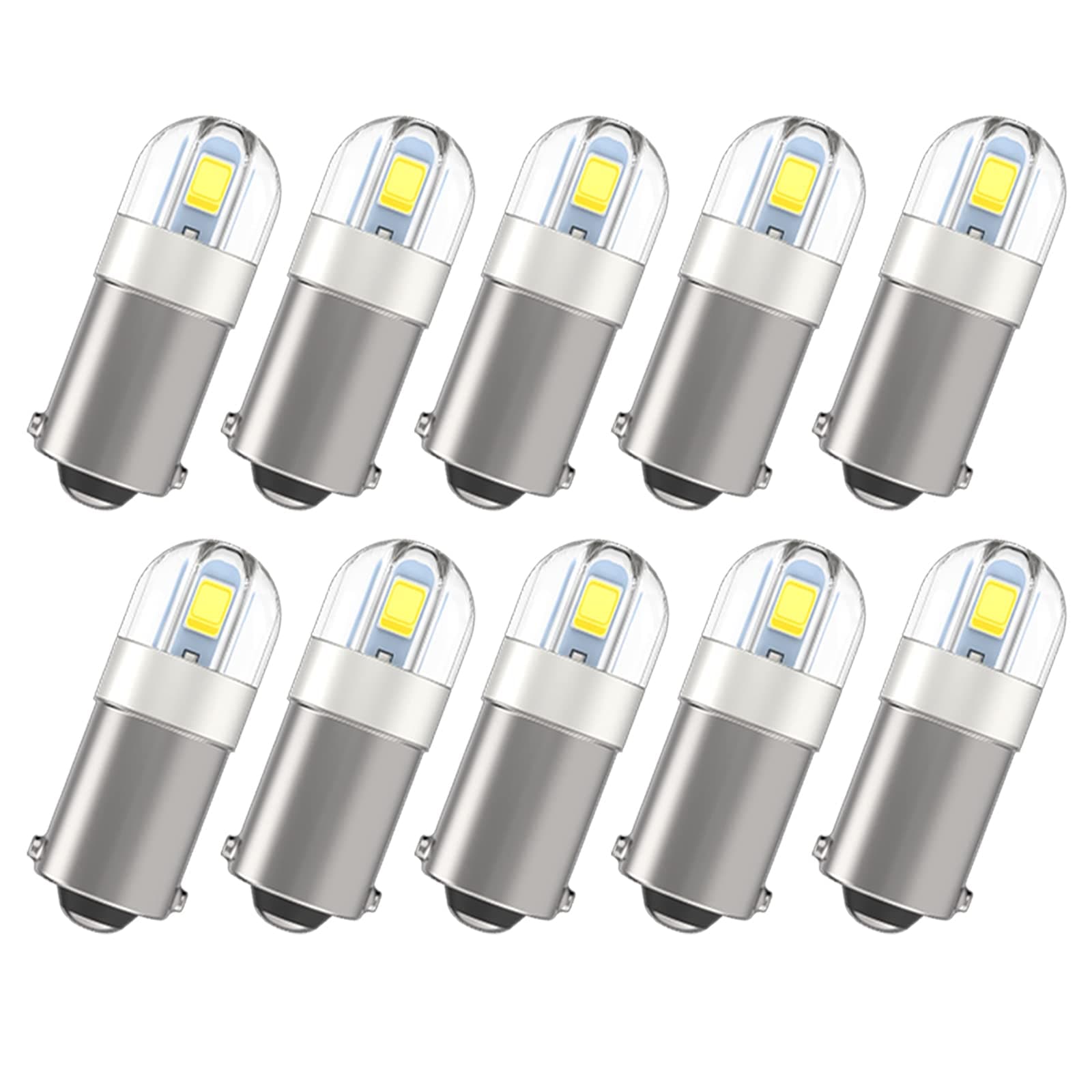 Serundo Auto BA9S Led Car Bulb BA9 1895 1891 53 57 Led Car Bulb, 2SMD 3030Chips 6000K White 47830 64111 3893 LED Car Bulb for Car Interior Dome Map License Plate Glove Box Light etc, Pack of 10pcs