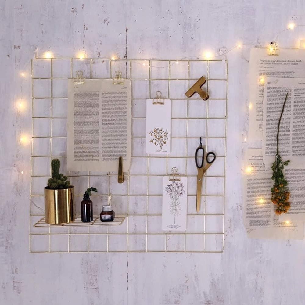 BULYZER Grid Wire Panel Board,Wall Picture Decoration for Room Clip Photo Holder Photograph Mat Hanging Art Display Frames Desk Storage Organizer,25.6'' x 17.7‘’（2Pack） (Black)