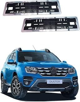 Front & Rear Number Plate Frame Chrome Suitable for Renault Duster (2019-2022) Type-3