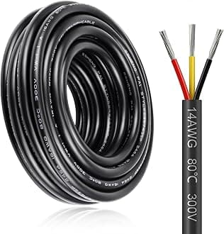 10M/32.8ft 3 * 2.0mm² Electric Cable, 14AWG Electrical Wire, 5V/12V/24V Low Voltage Extension Cable, 3 Core Outdoor Landscape Lighting Tinned Copper Wires, Flexible High Temperature Resistant Wire