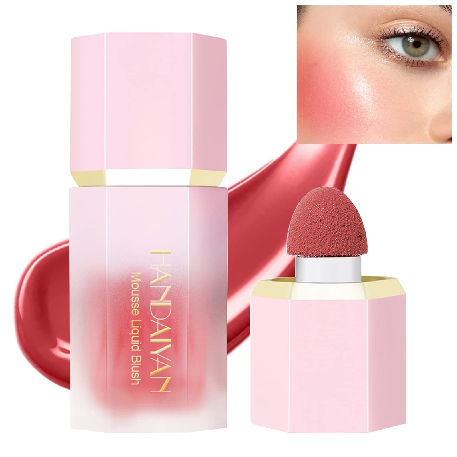 Liquid Blush Face Blusher Rouge Natural Smooth Blusher Pigment Long Lasting Creamy Soft Cheek Multi-purpose Stick Makeup With Cushion Cosmetics Liquid Facial Blush(Swipe right)