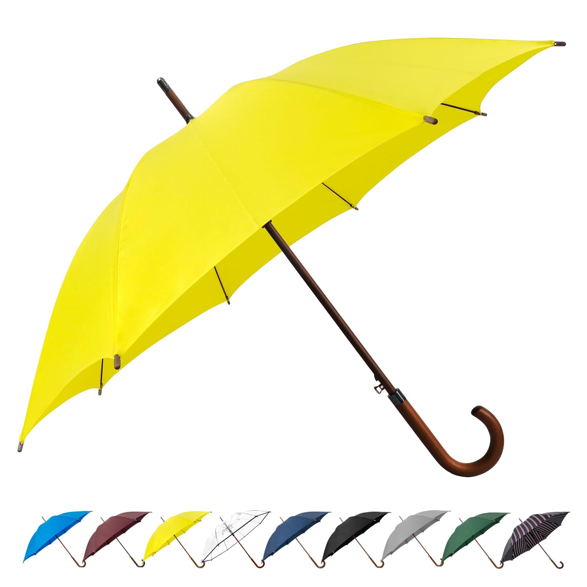 SoulRain48" Arc Classic Wood Handle Umbrella Auto Open Windproof clear Unbreakable Stick Rain Umbrella