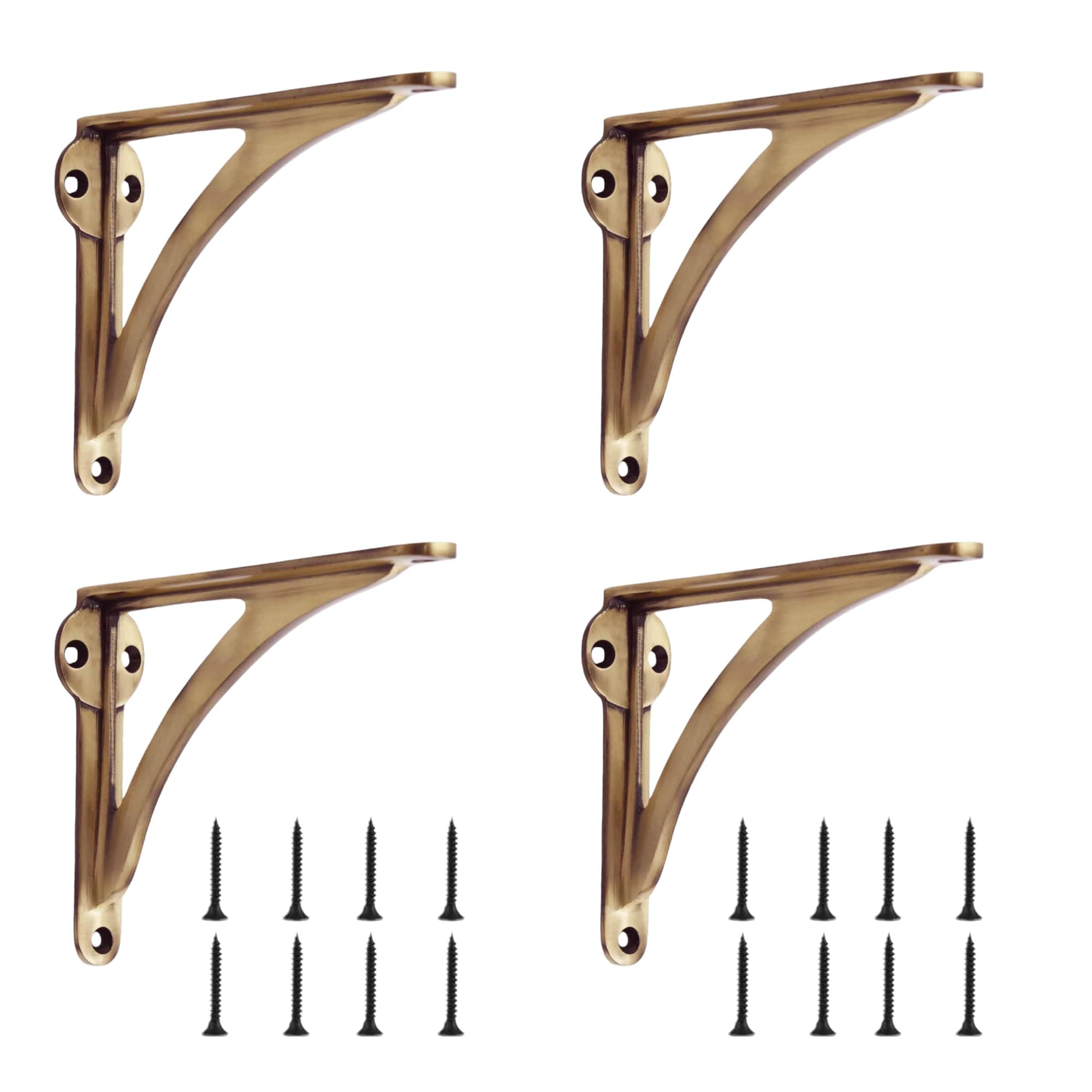 Decorative Brass Shelf Bracket | Antique Shelf Bracket for Shelving Modern L Shaped Design Modern & Sleek Shelf 7 Inches ( Pack of 4 )