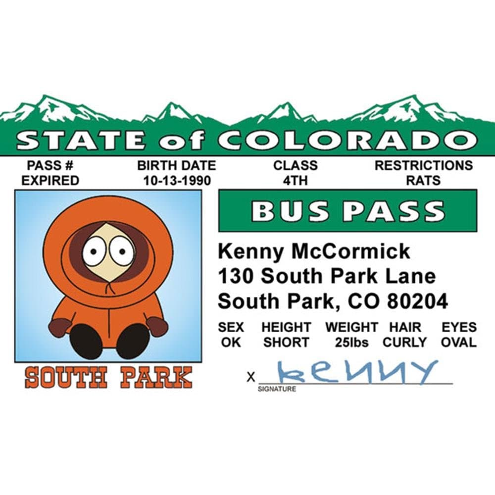 Signs 4 Fun Kenny Bus Pass's Driver's License