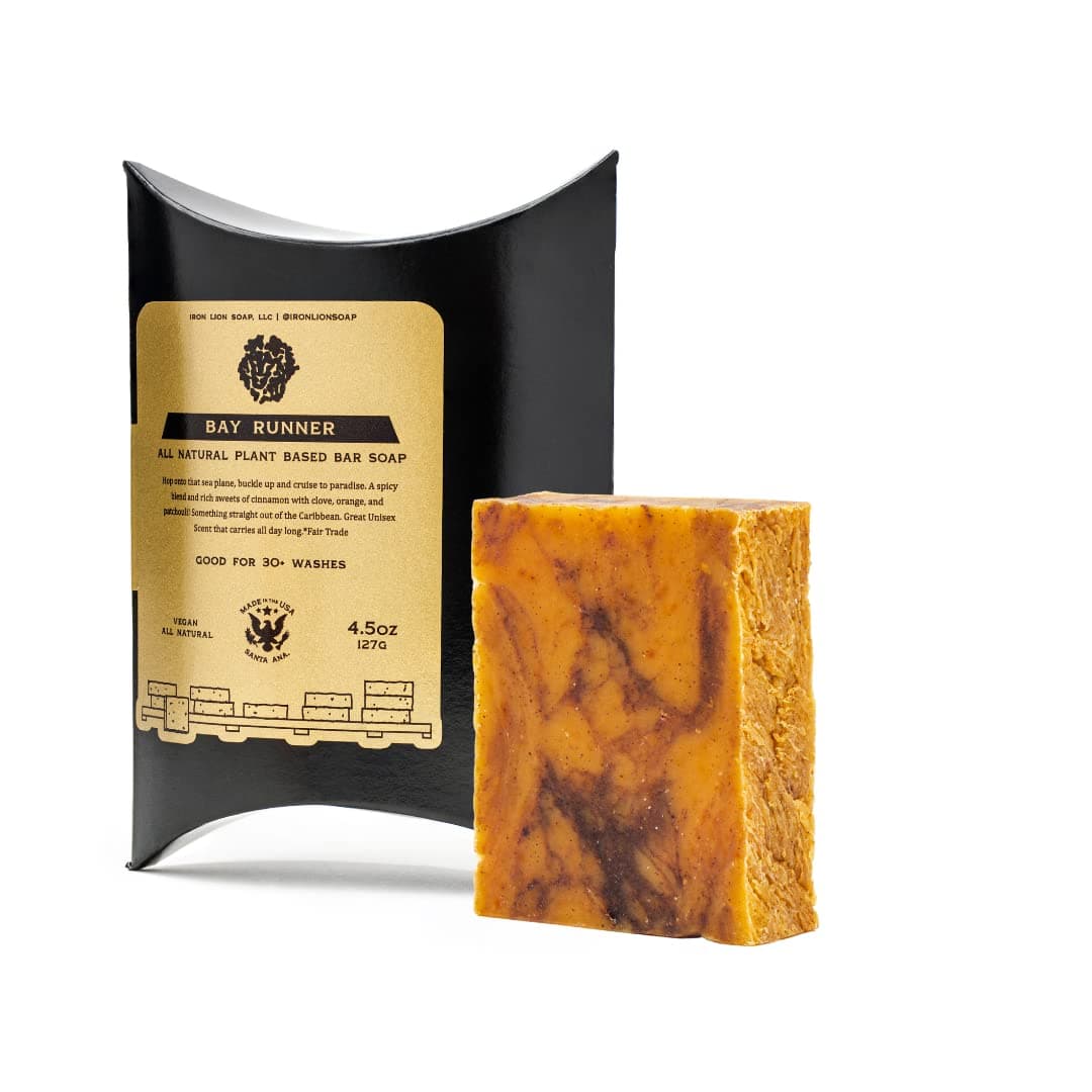 ILS Soap co - Bay Runner (Burnt Orange Peel, Cloves & Patchouli) All Natural Bar Soap for All Skin Types - Plant Based, Cold Process and Handmade in the USA (single bar)