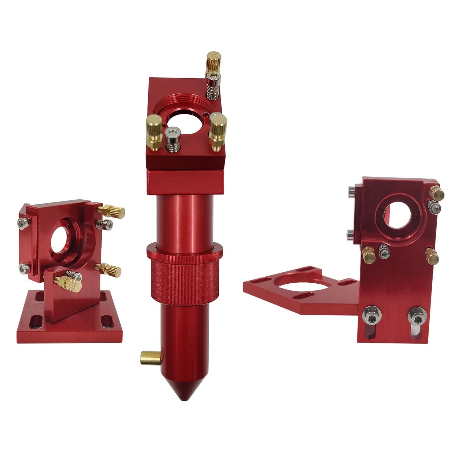 K40 CO2 Laser Head Set Incl Laser Head & 1st 2nd Mirror Mounts Dia.18mm FL.50.8mm, for 2030 4060 K40 Laser Engraving Cutting Machine, Red