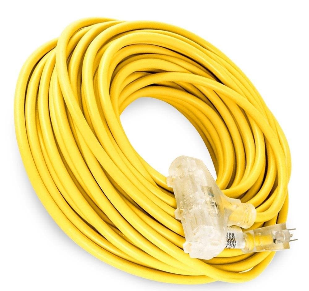 Extension Cords 100 ft Electric Extension Cord 3 Plug Light 12/3 Indoor Outdoor Ylw Heavy Duty