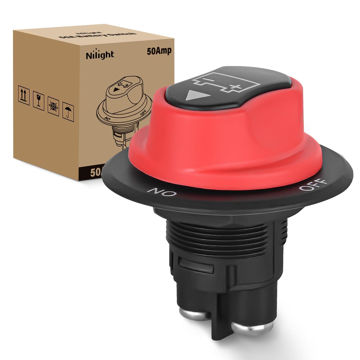 Nilight Battery Disconnect Switch 50A Master Disconnect Isolator 12V-48V On Off Power Cutoff Switch Waterproof Heavy Duty for Marine Boat Car RV ATV UTV Yacht, 2 Years Warranty